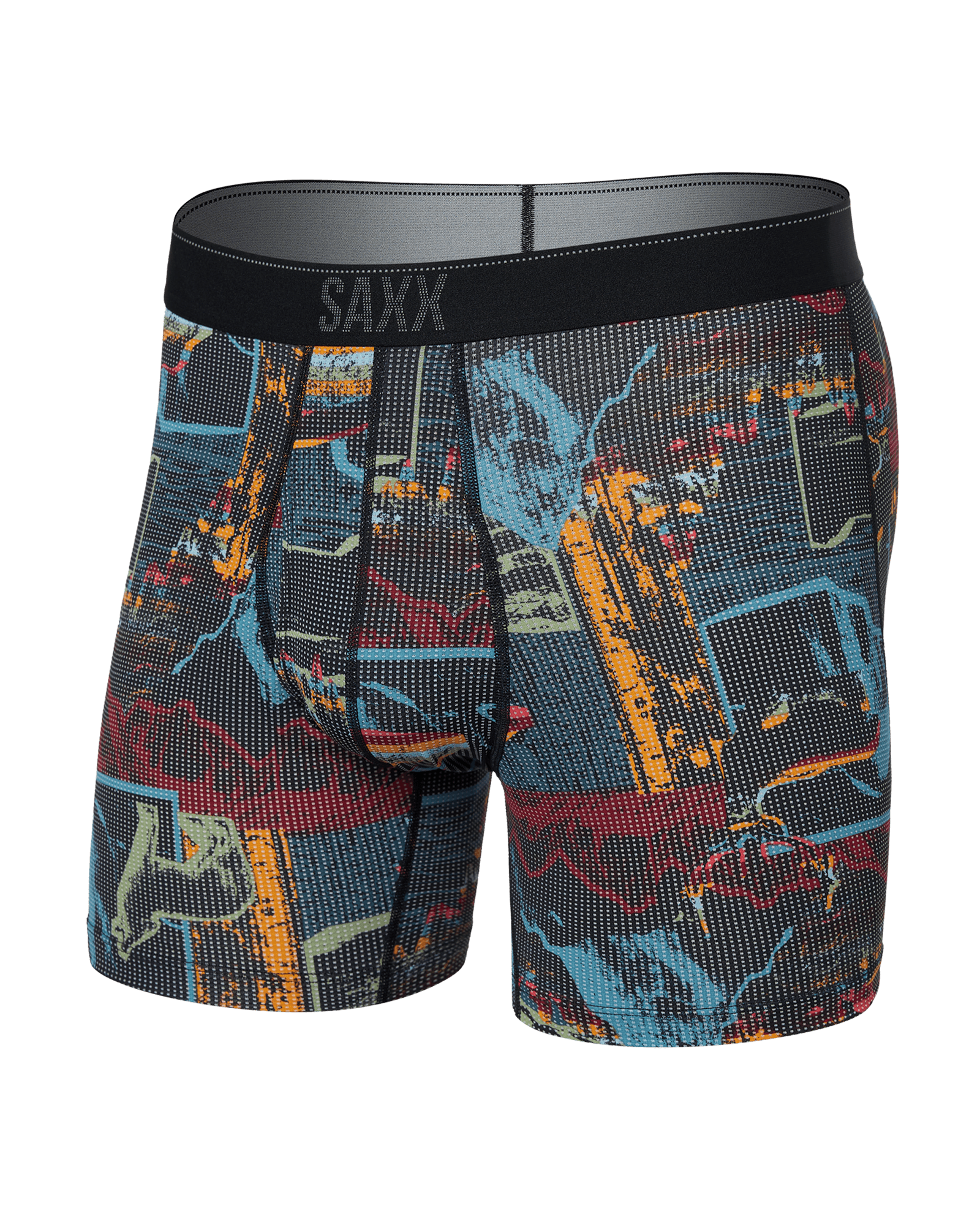 Front of Quest Quick-Dry Mesh Baselayer Boxer Brief in Light And Shadow-Multi