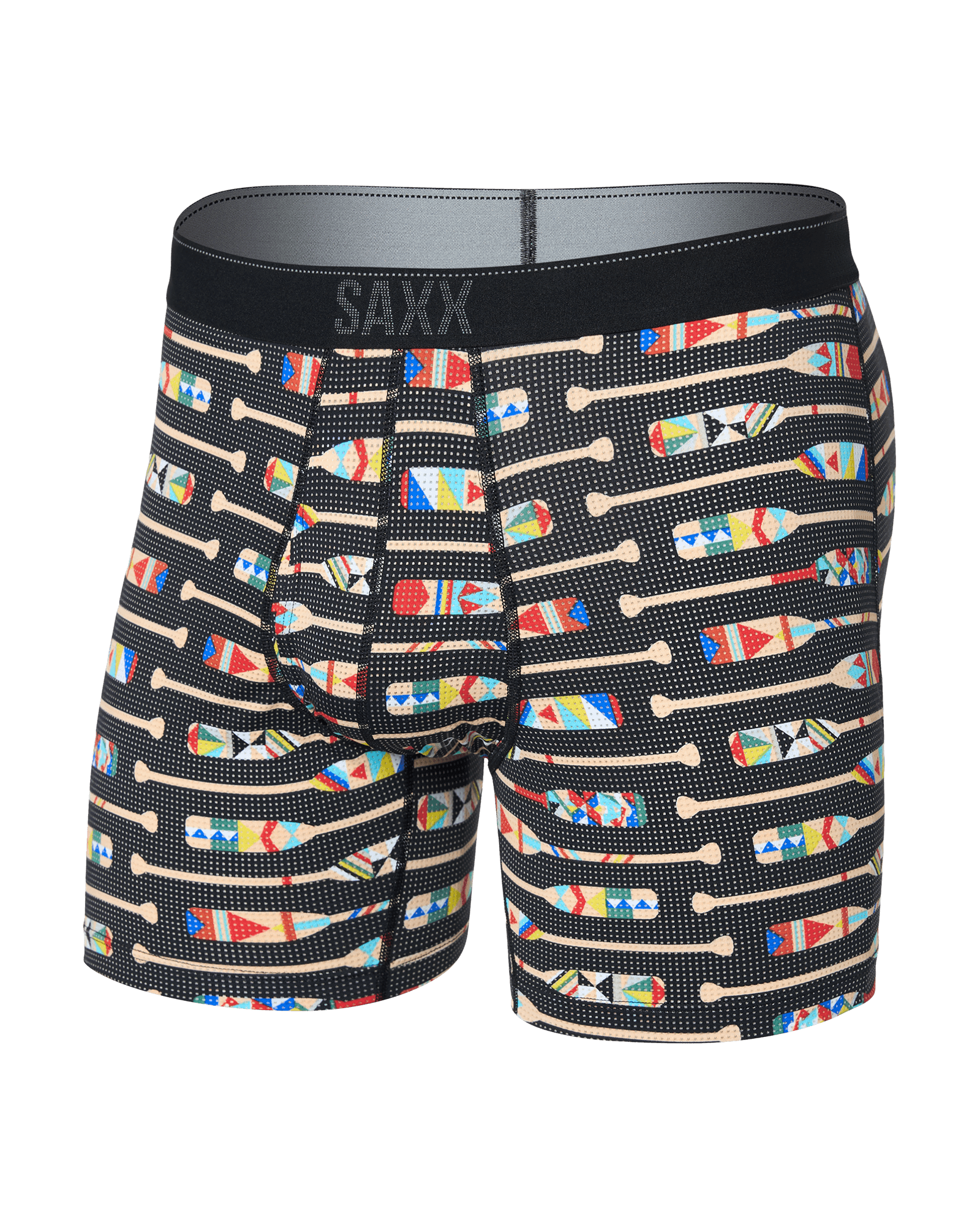 Front of Quest Quick Dry Mesh Baselayer Boxer Brief Fly in Oartiz-Black