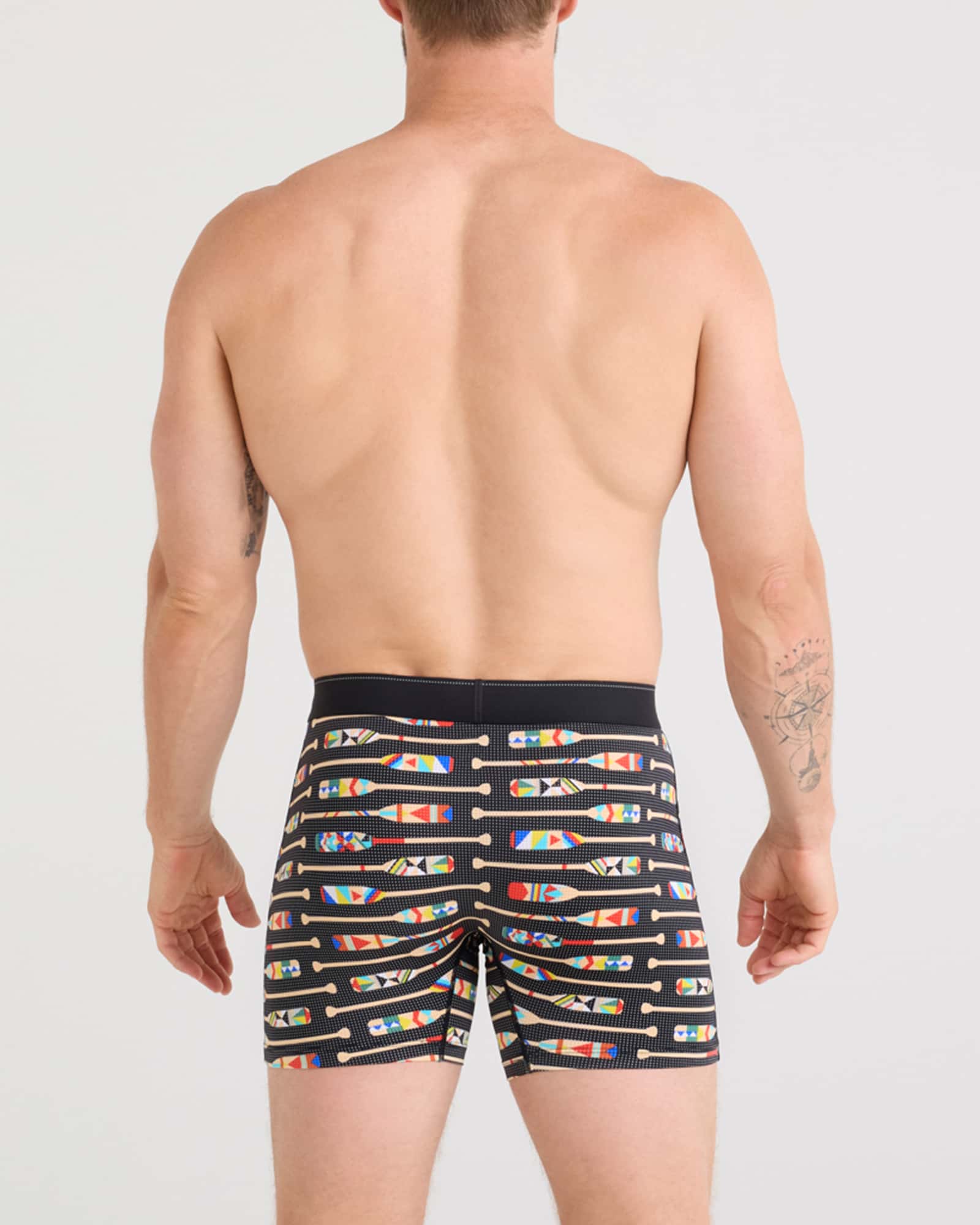 Back - Model wearing Quest Quick Dry Mesh Baselayer Boxer Brief Fly in Oartiz-Black
