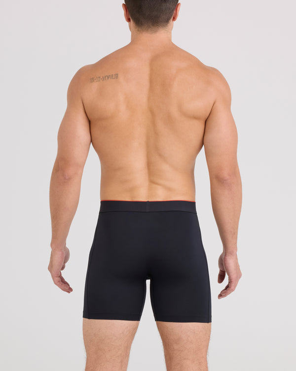 Front - Model wearing Multi-Sport Mesh Boxer Brief Fly in Black