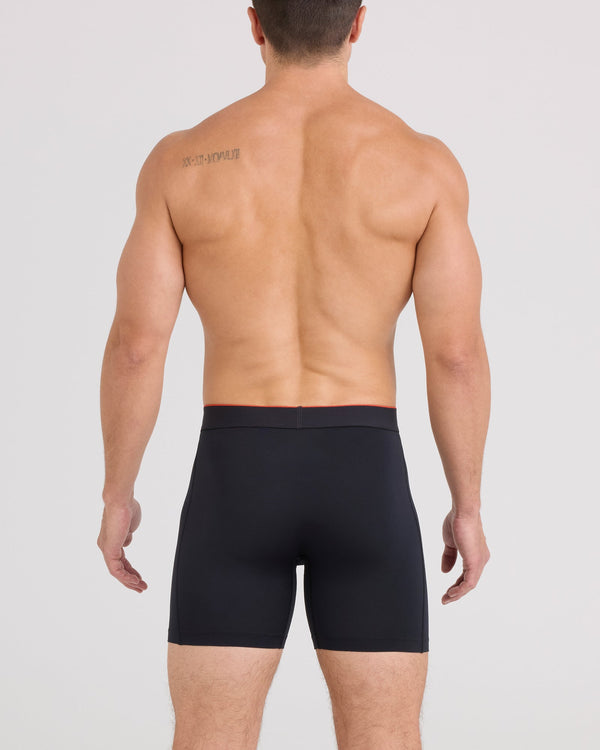 Back - Model wearing Multi-Sport Mesh Boxer Brief Fly in Black