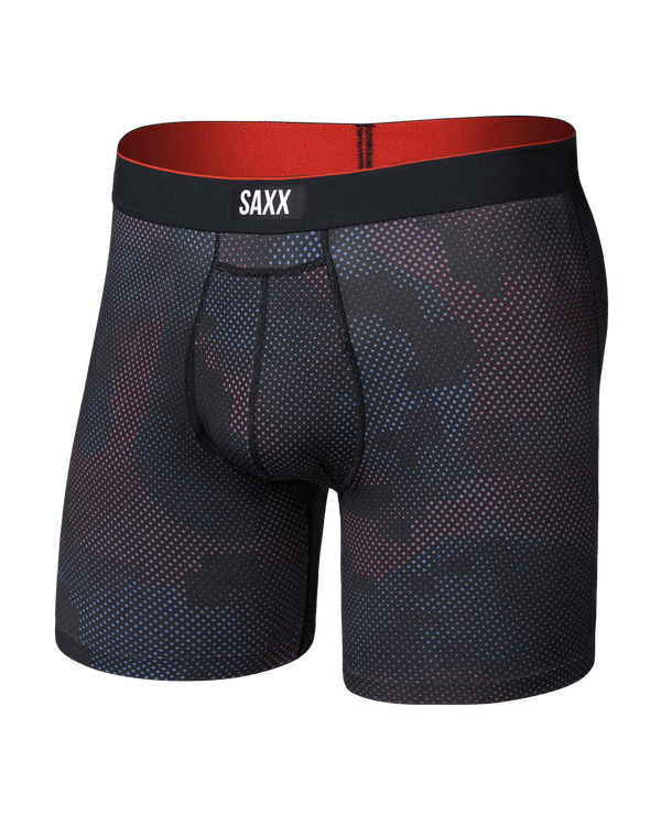 Front of Multi-Sport Mesh Boxer Brief Fly in Digi Camo-Black