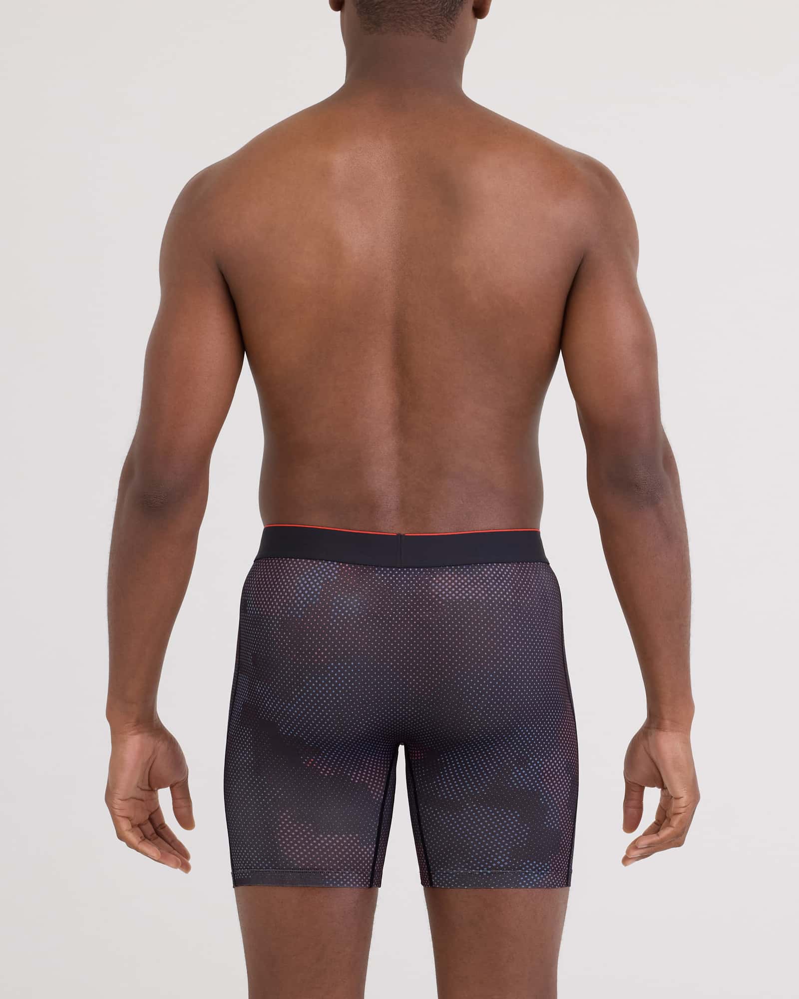 Back - Model wearing Multi-Sport Mesh Boxer Brief Fly in Digi Camo-Black