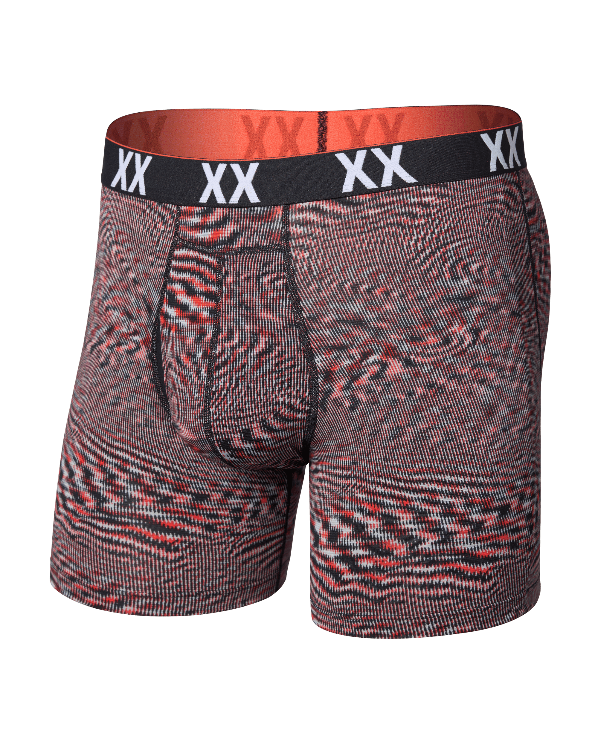 Front of Multi-Sport Mesh Boxer Brief in Hyperspace-Red Hot