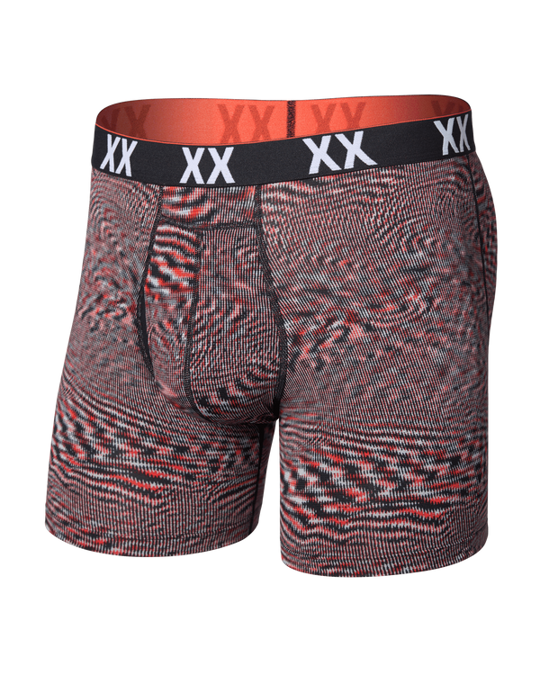 Front of Multi-Sport Mesh Boxer Brief in Hyperspace-Red Hot