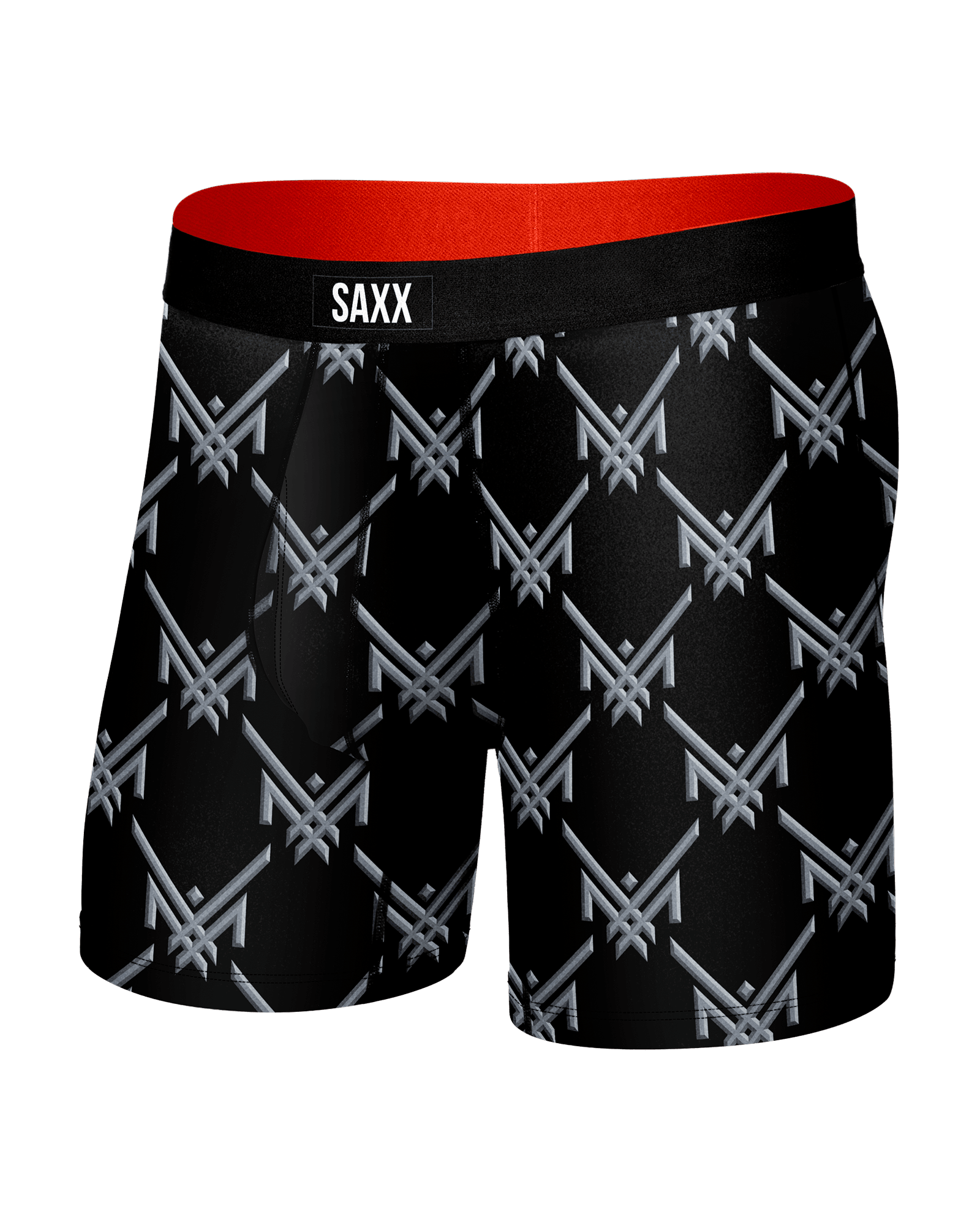 Front of  Multi-Sport Mesh Boxer Brief Fly in Maxx Luxx Logo-Black