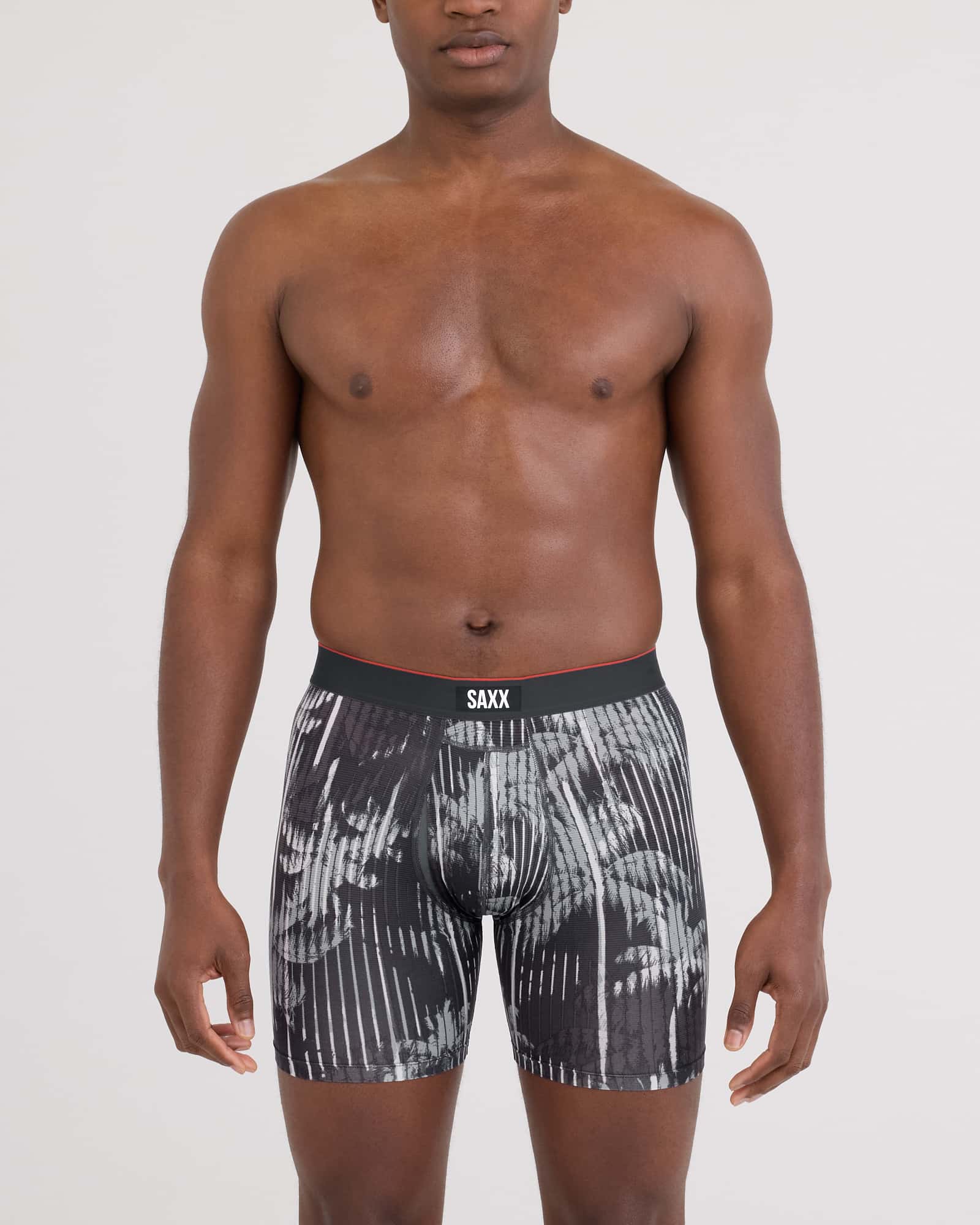 Front - Model wearing Multi-Sport Mesh Boxer Brief Fly in Palm Screen
