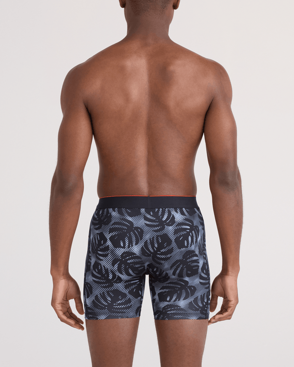 Back - Model wearing  Multi-Sport Mesh Boxer Brief Fly in Rem Tropic-Black