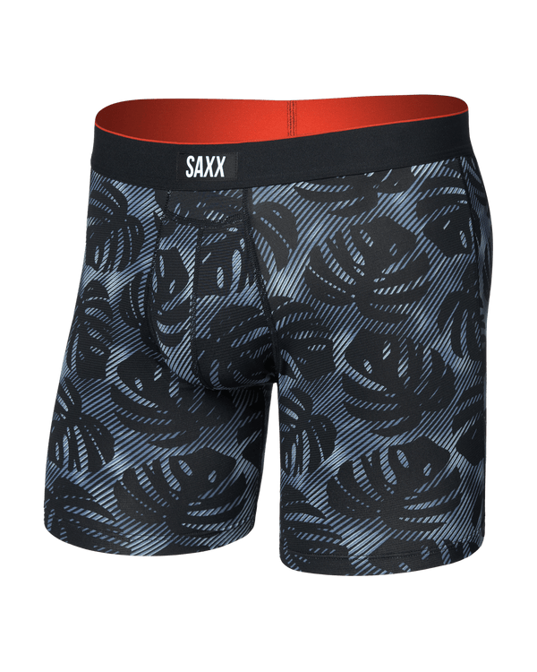 Front of  Multi-Sport Mesh Boxer Brief Fly in Rem Tropic-Black