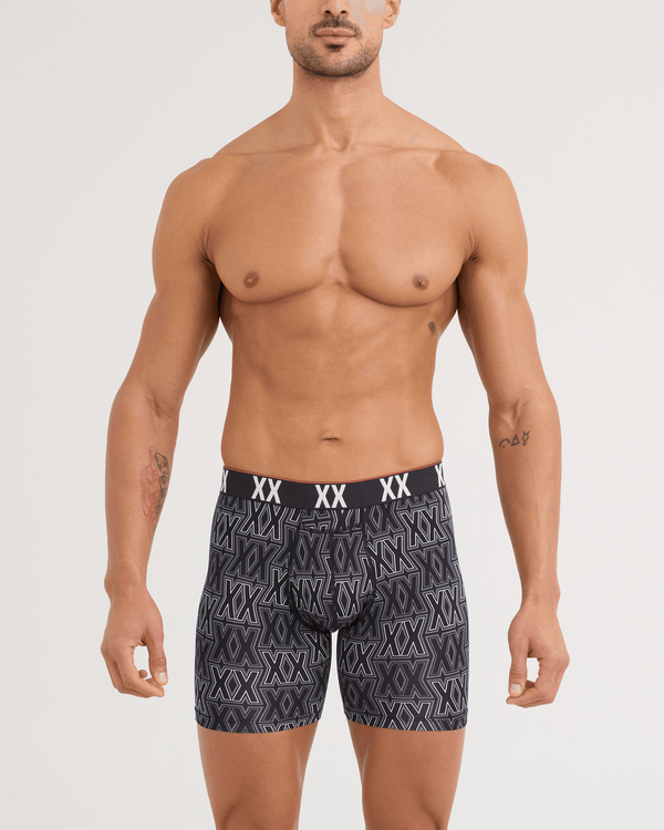 Front - Model wearing Multi-Sport Mesh Boxer Brief 2 Pack in XXcellence/Black