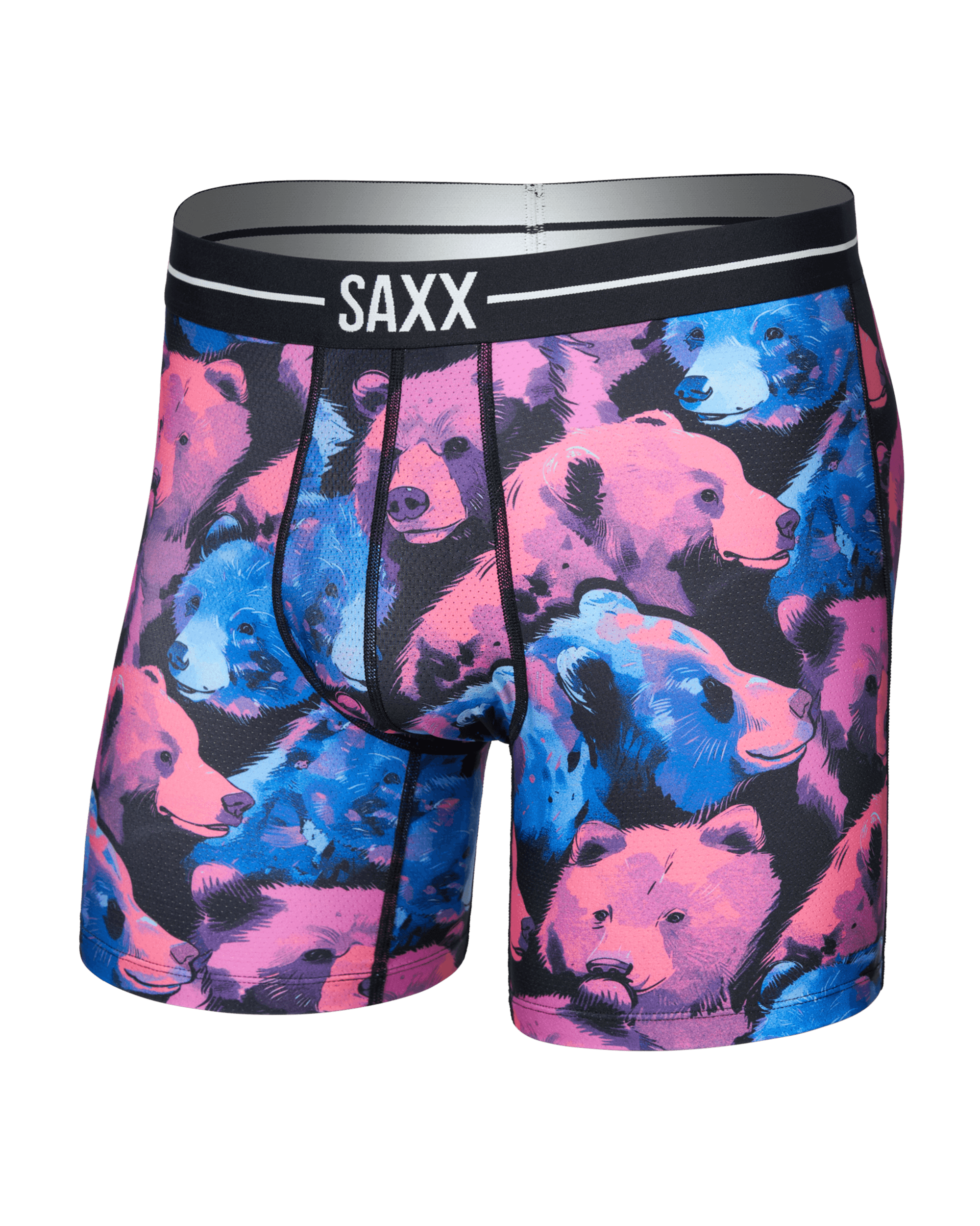 Front of  Volt Breathable Mesh Boxer Brief in Beartastic-Multi