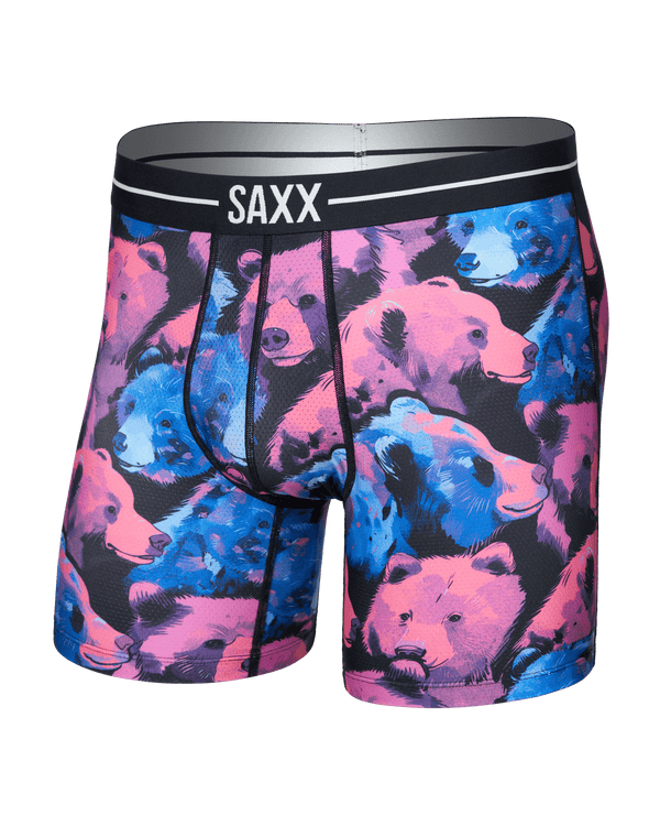 Front of  Volt Breathable Mesh Boxer Brief in Beartastic-Multi