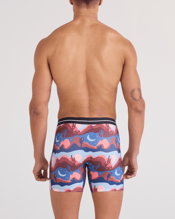 Back - Model wearing  Volt Breathable Mesh Boxer Brief in Canyon Daze-Red Clay