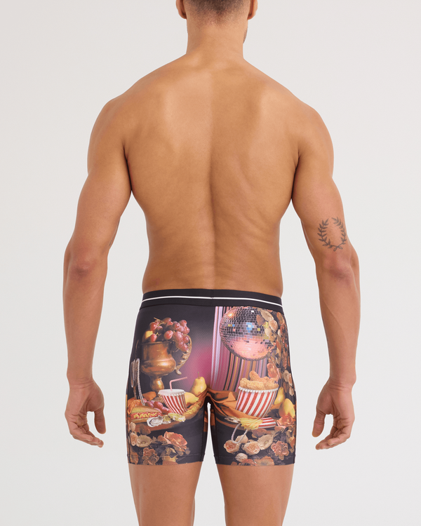 Back - Model wearing Volt Breathable Mesh Boxer Brief in Disco Fries-Maroon