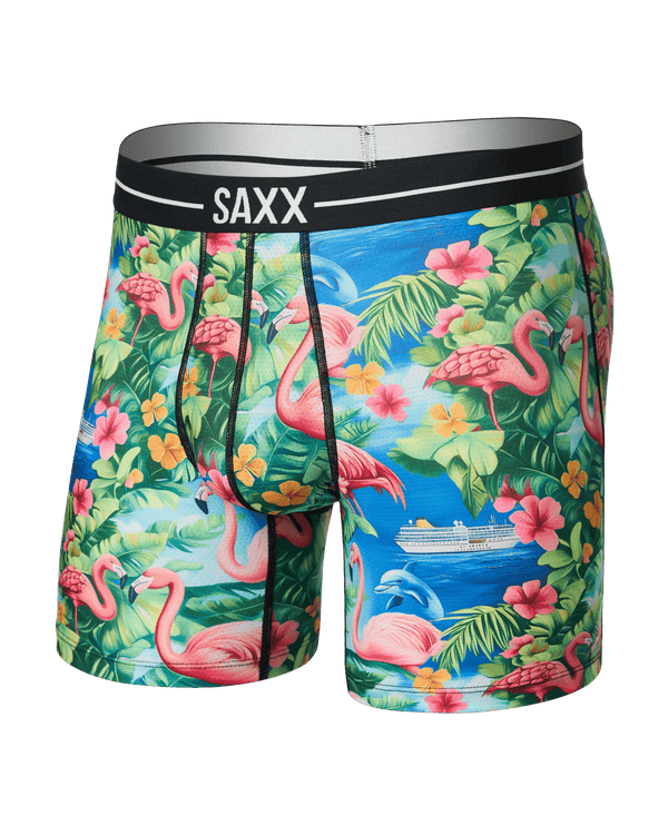 Front of Volt Breathable Mesh Boxer Brief in Flamingo Bay-Multi