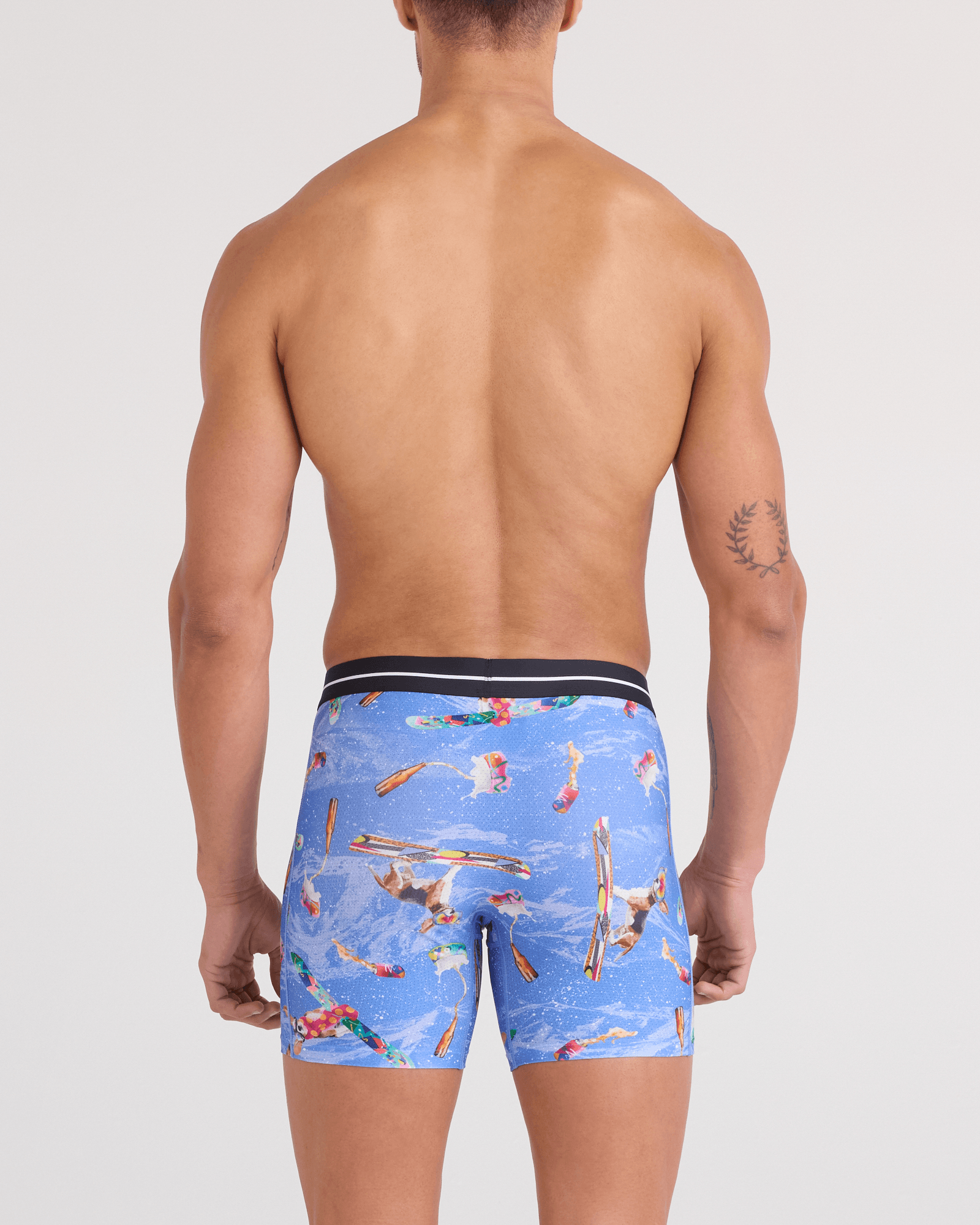 Back - Model wearing  Volt Breathable Mesh Boxer Brief in Haute Doggers-Sail Blue