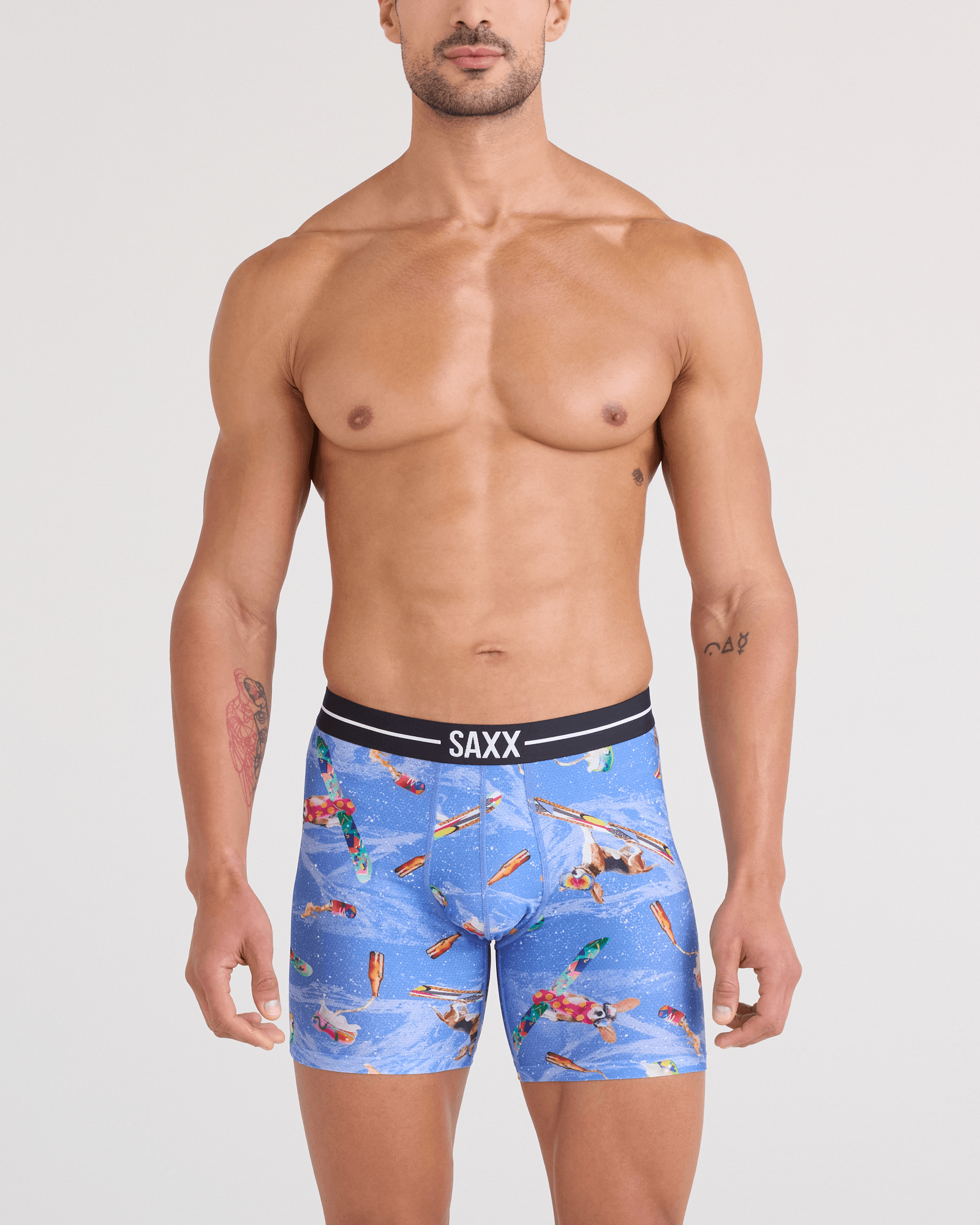 Front - Model wearing  Volt Breathable Mesh Boxer Brief in Haute Doggers-Sail Blue