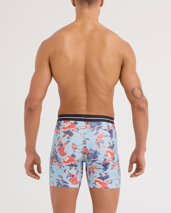 Back - Model wearing Volt Breathable Mesh Boxer Brief in Hockey Brawl-Blue