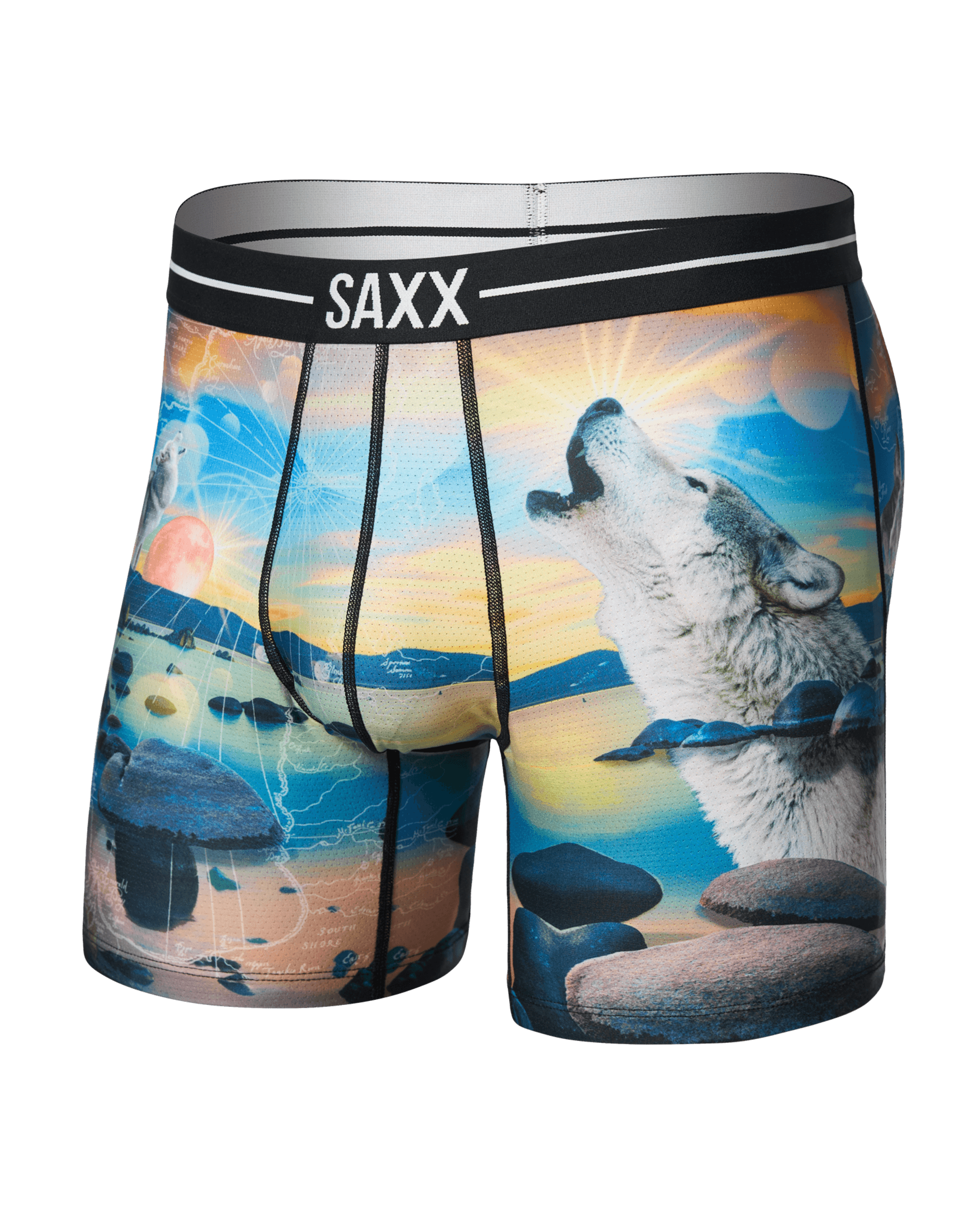 Front of Volt Breathable Mesh Boxer Brief in I Dream Of Tahoe-Multi