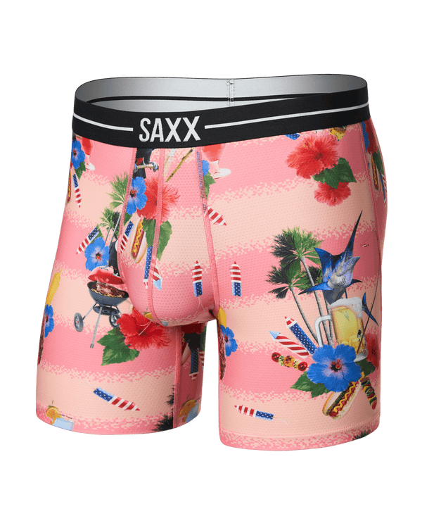 Front of Volt Breathable Mesh Boxer Brief in Summer Blowout-Peach