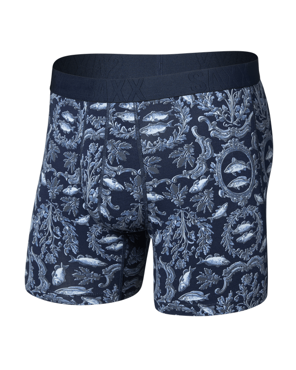 Front of DropTemp Cooling Cotton Boxer Brief in Backsplash-Dark Ink
