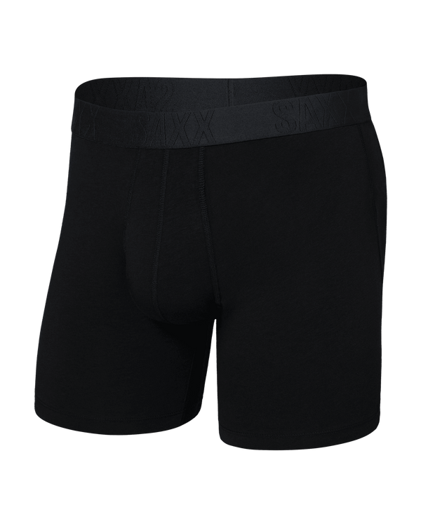 Front of  DropTemp Cooling Cotton Boxer Brief Fly in Black
