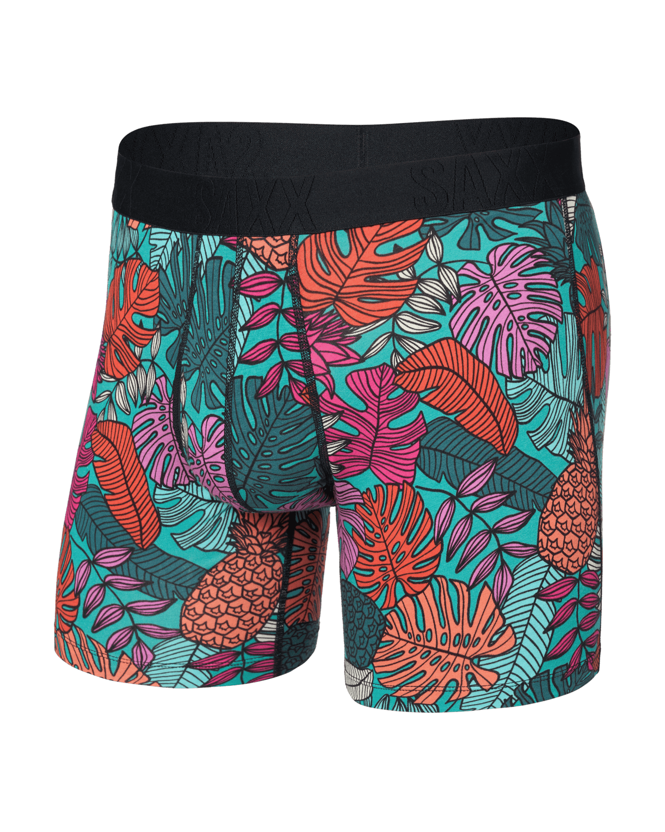 DropTemp Cooling Cotton Boxer Brief - Fruity Palm-Aqua