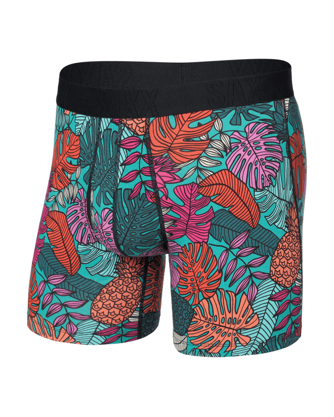 DropTemp Cooling Cotton Boxer Brief - Fruity Palm-Aqua