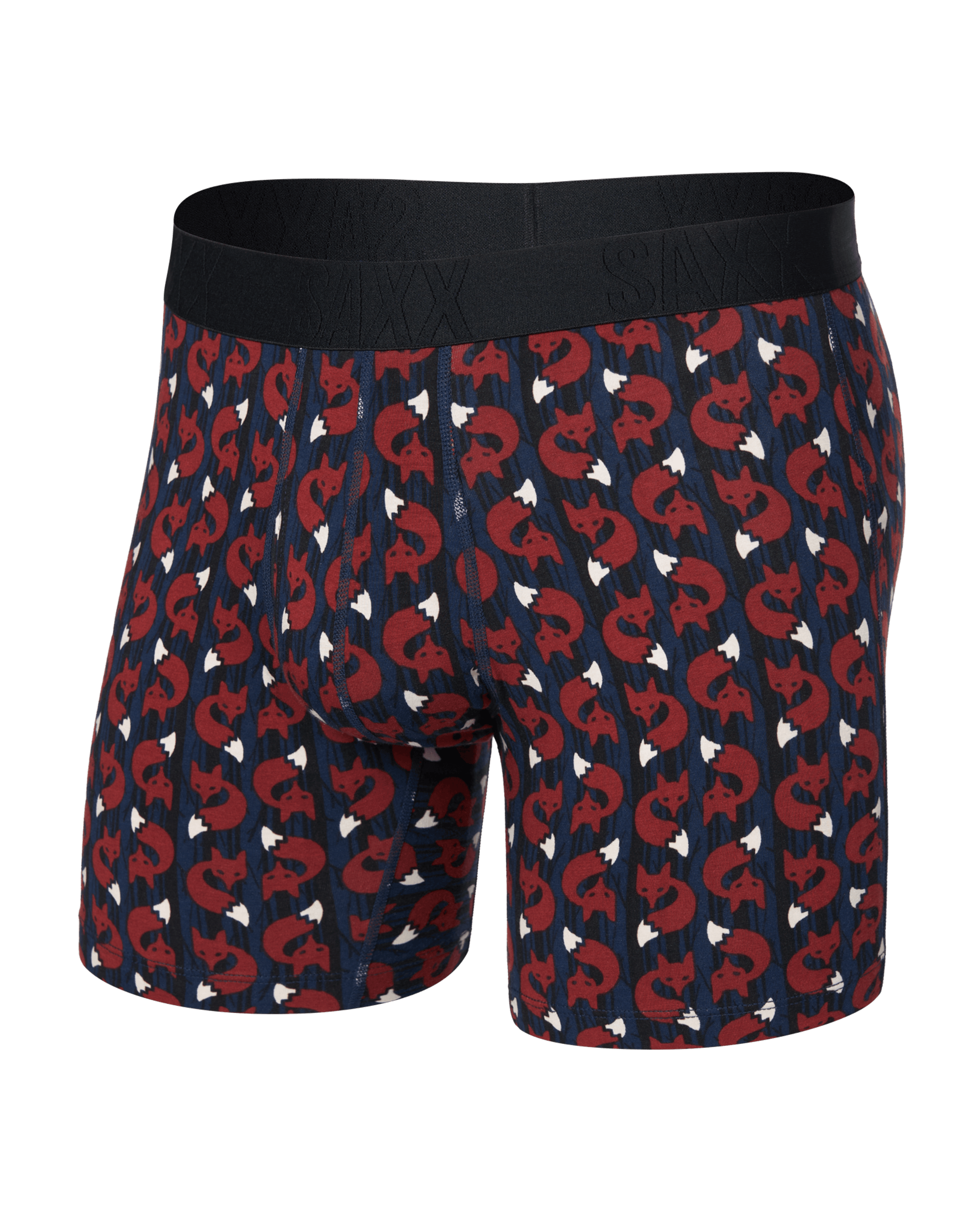 Front of  DropTemp Cooling Cotton Boxer Brief Fly in Fox Check-Navy