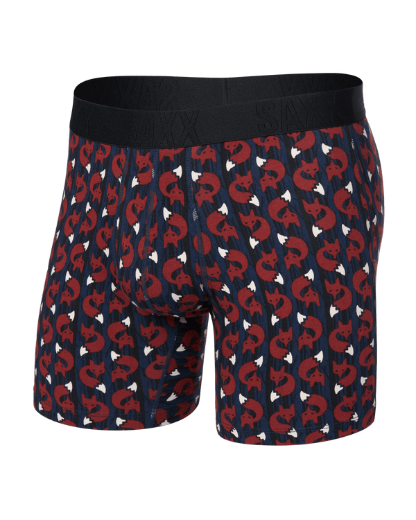 Front of  DropTemp Cooling Cotton Boxer Brief Fly in Fox Check-Navy