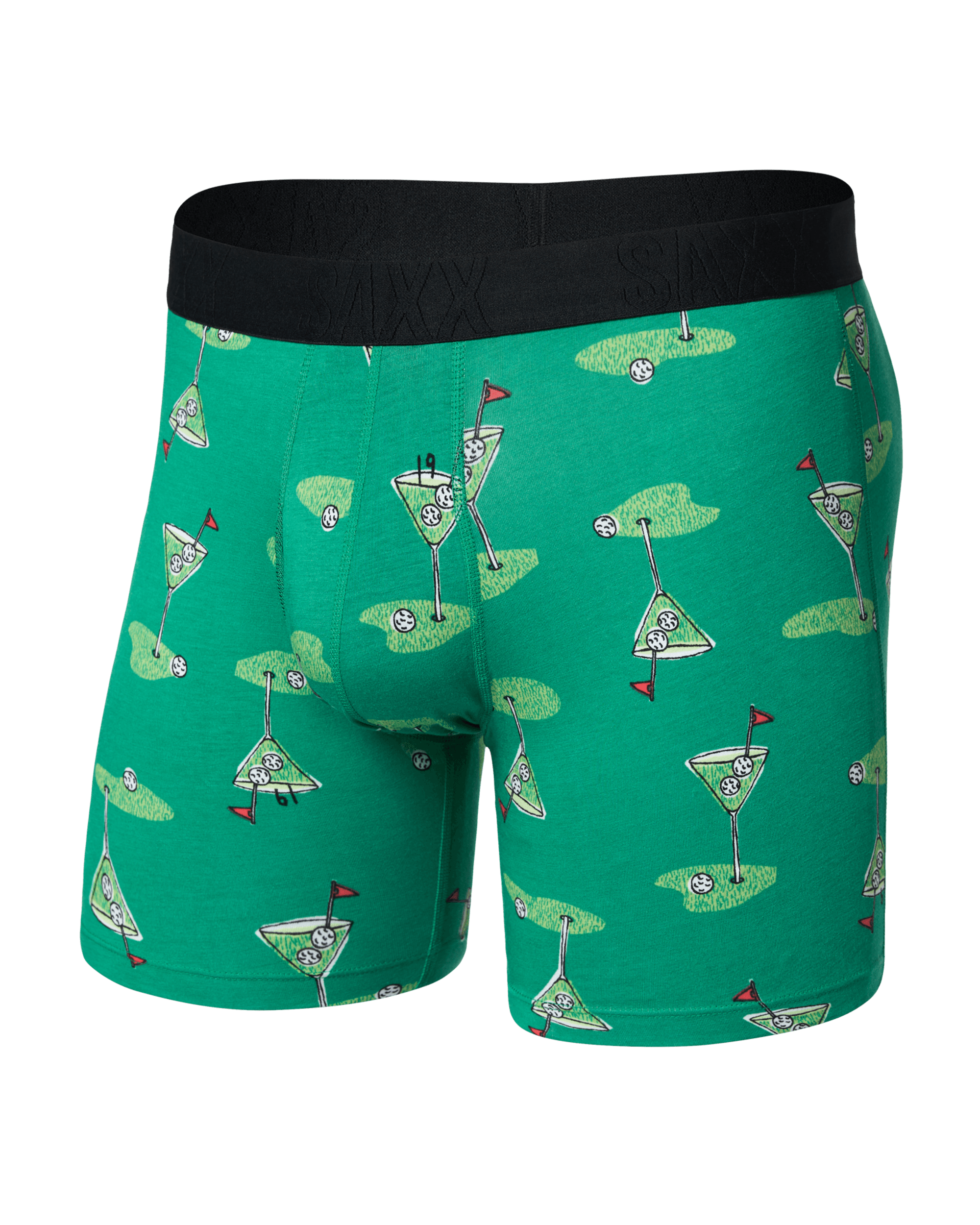 Front of Droptemp Cooling Cotton Boxer Brief Fly in Golf Martini-Lush Meadow
