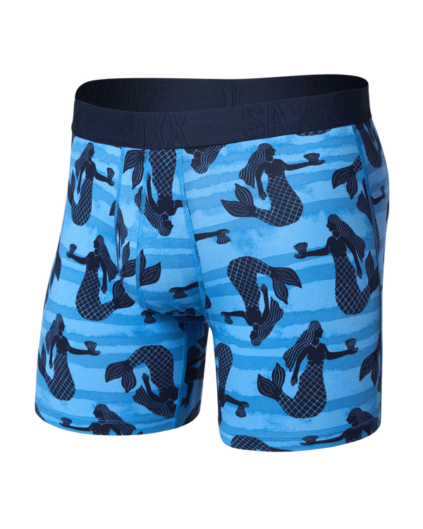 Front of Droptemp Cooling Cotton Boxer Brief Fly in La Sirena-Blue