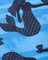Mermaid pattern with grid-patterned tail on a blue background
