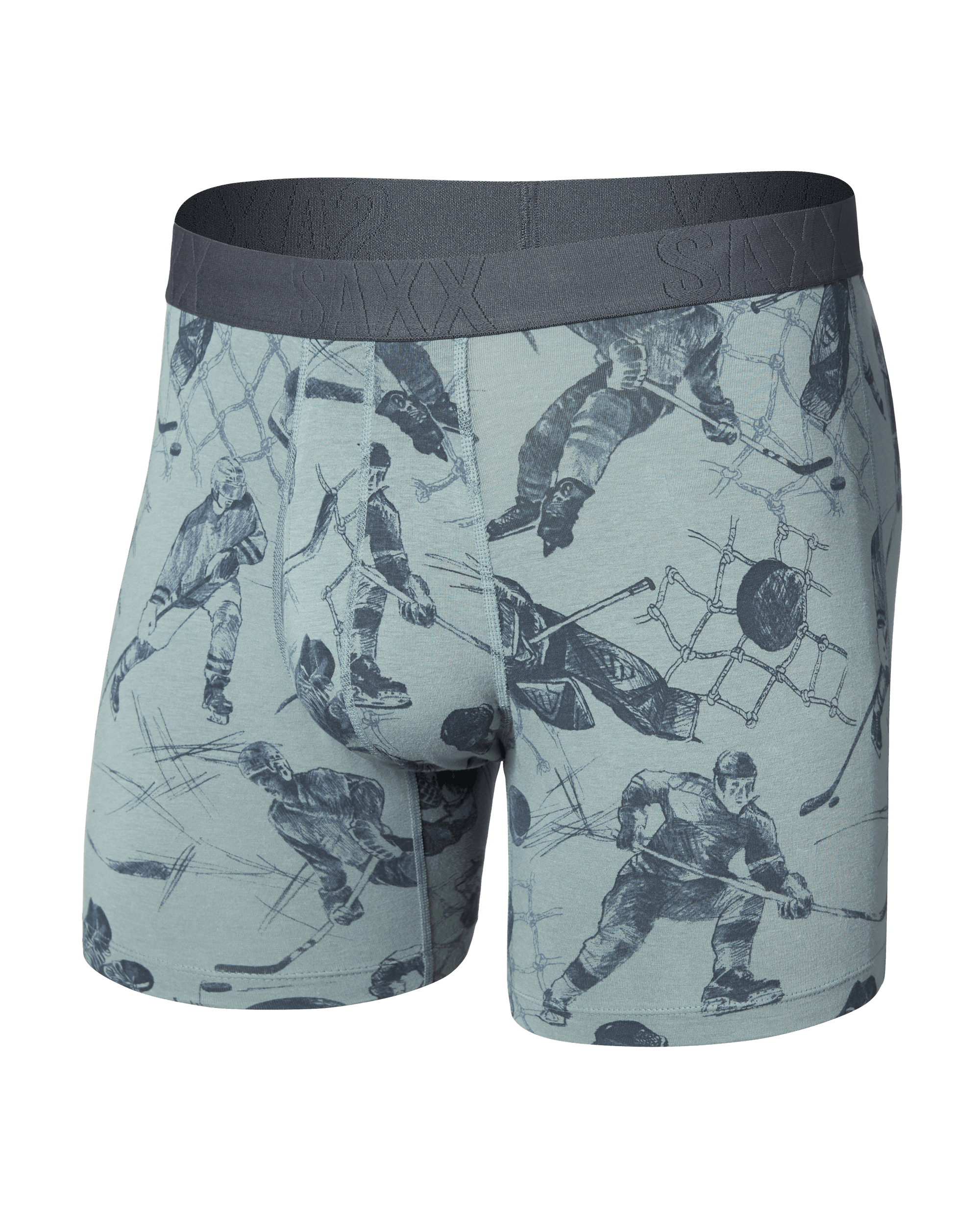 Front of DropTemp Cooling Cotton Boxer Brief in Off The Boards-Silver Pine