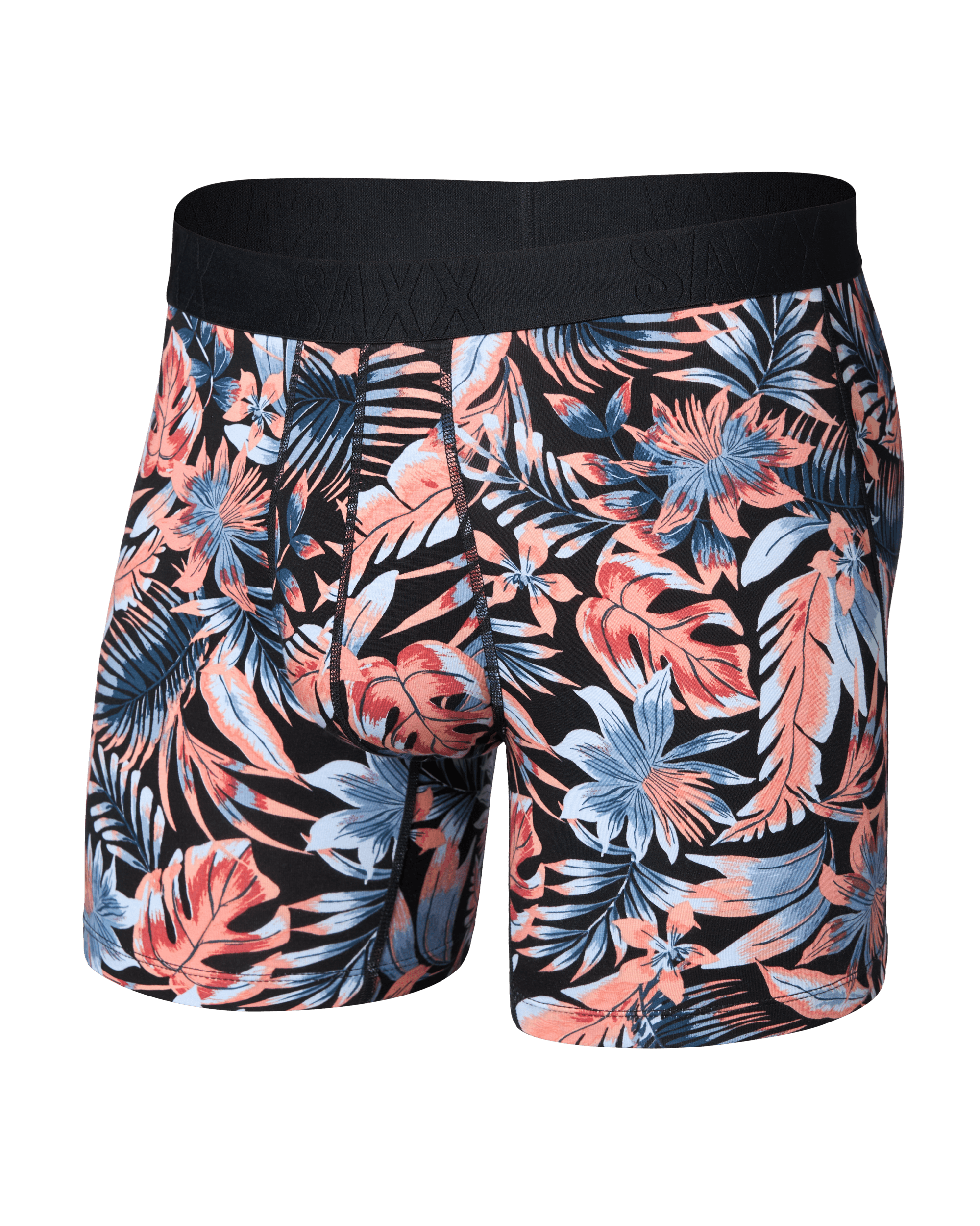 Front of DropTemp Cooling Cotton Boxer Brief in Palm Passion-Black