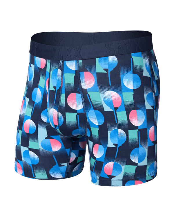 Front of DropTemp Cooling Cotton Boxer Brief in Tee Up-Maritime Blue