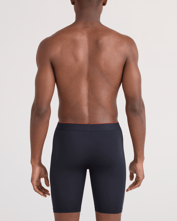 Back - Model wearing Multi-Sport Mesh Long Boxer Brief Fly in Black