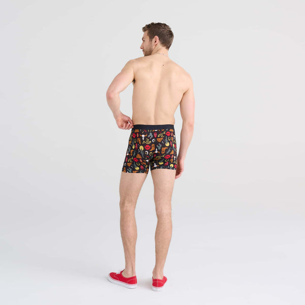 Back - Model wearing Vibe Boxer Brief in Desert Daze- Faded Black