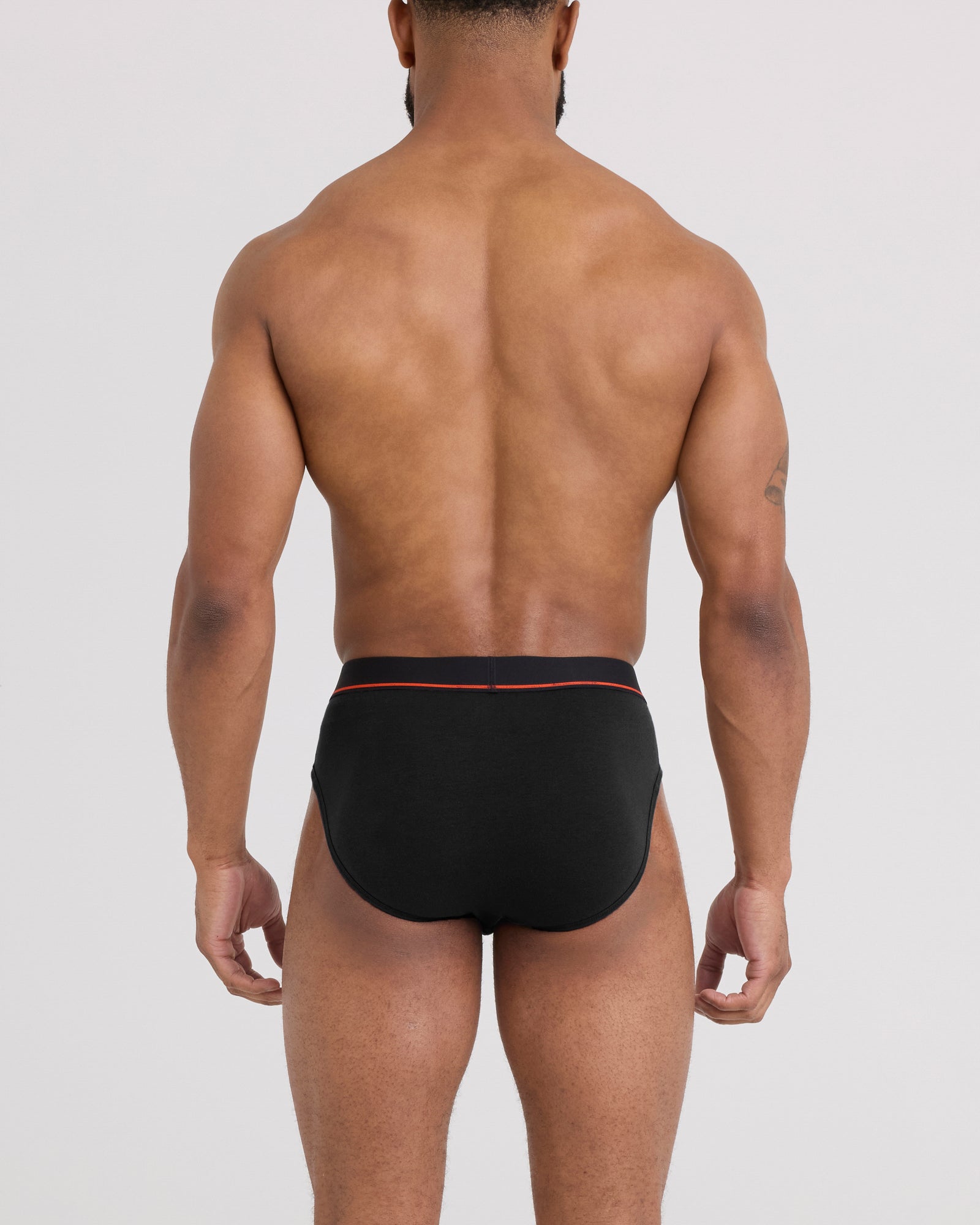 Back - Model wearing Non-Stop Stretch Cotton Brief in Black