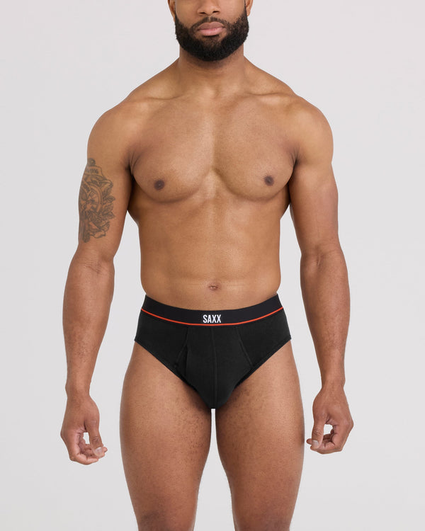 Front - Model wearing Non-Stop Stretch Cotton Brief in Black