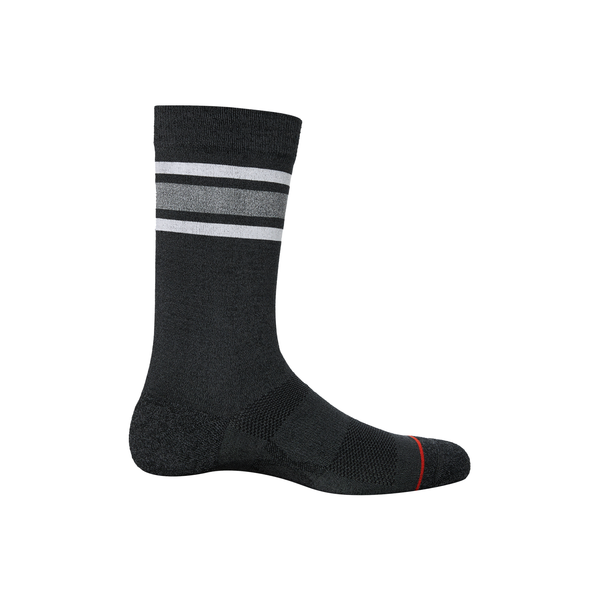 Whole Package Crew Sock in Athletic Stripe-Black Heather