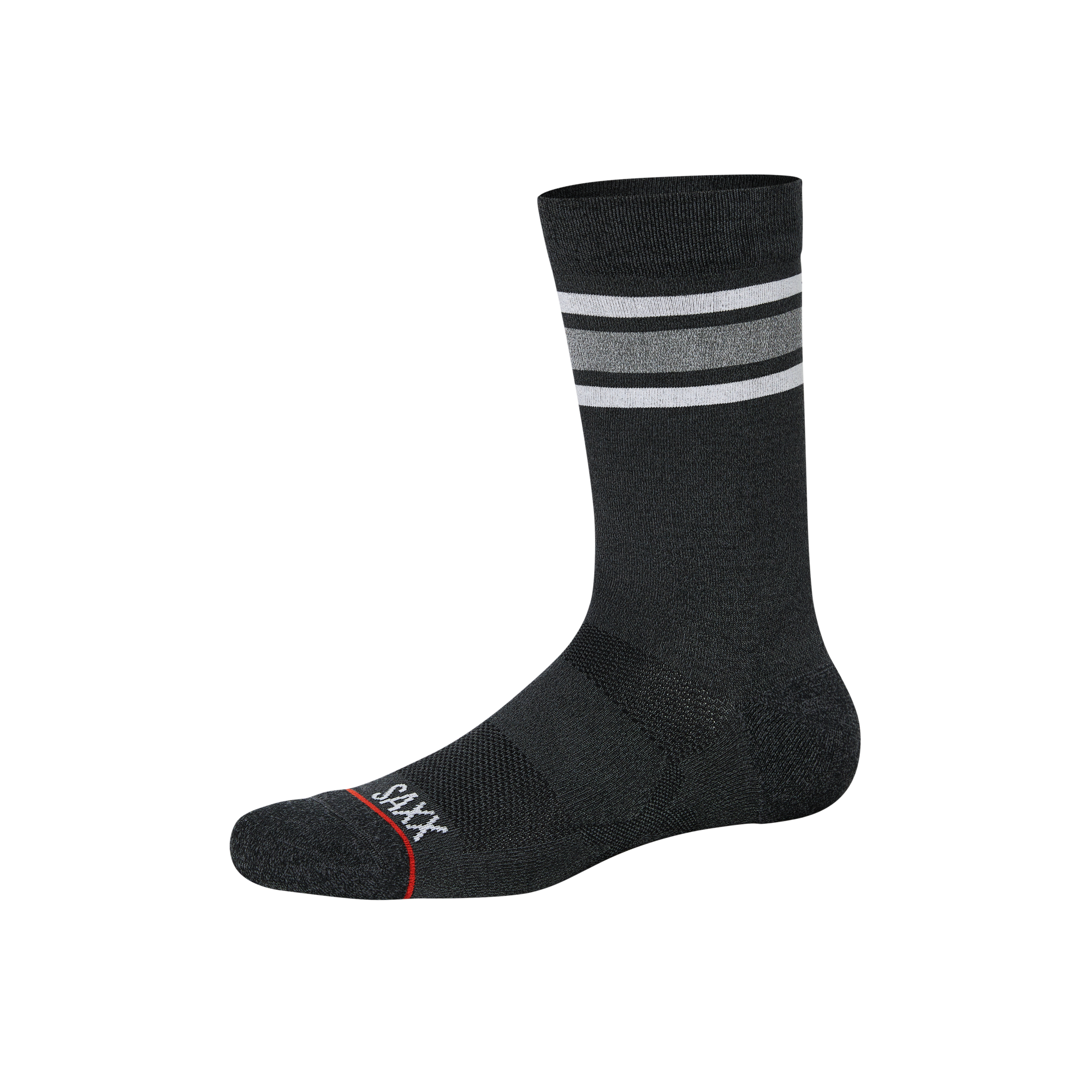 Whole Package Crew Sock in Athletic Stripe-Black Heather