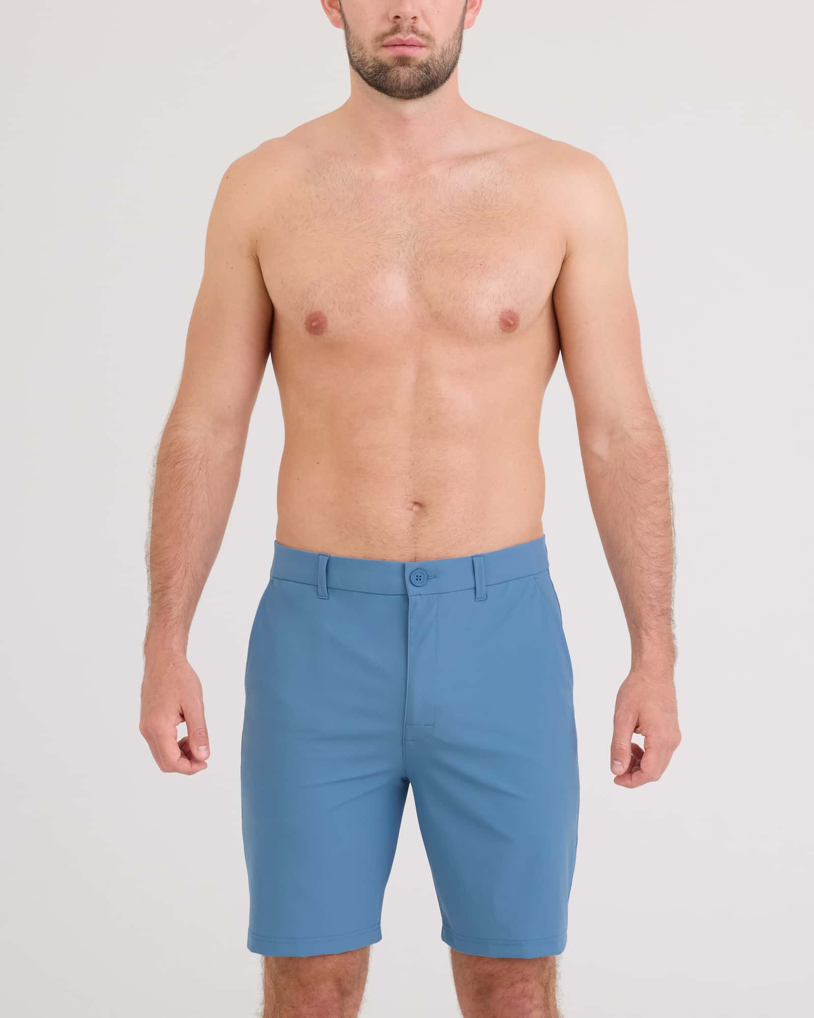 Front - Model wearing Caddie Short 8" in Slate