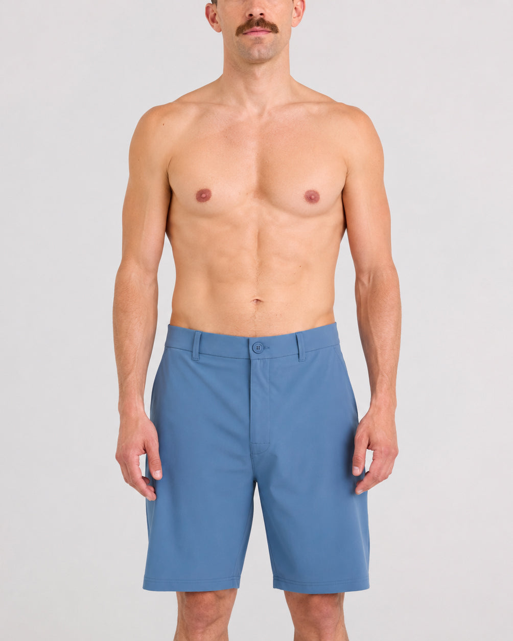 Front - Model wearing Caddie Short 8" in Slate