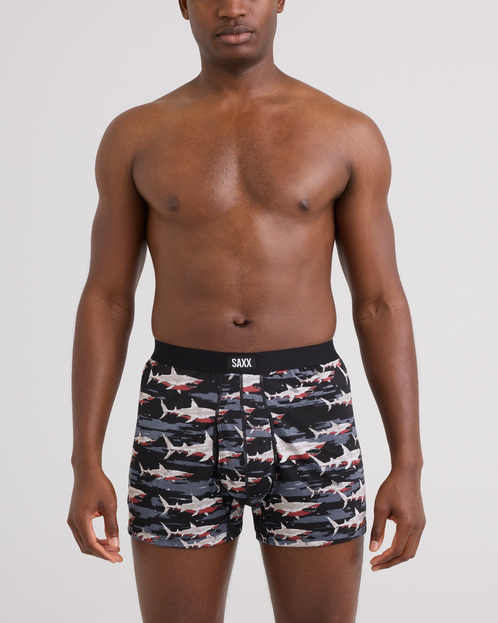 Front - Model wearing Daytripper Comfort Stretch Boxer in Big Byte-Black