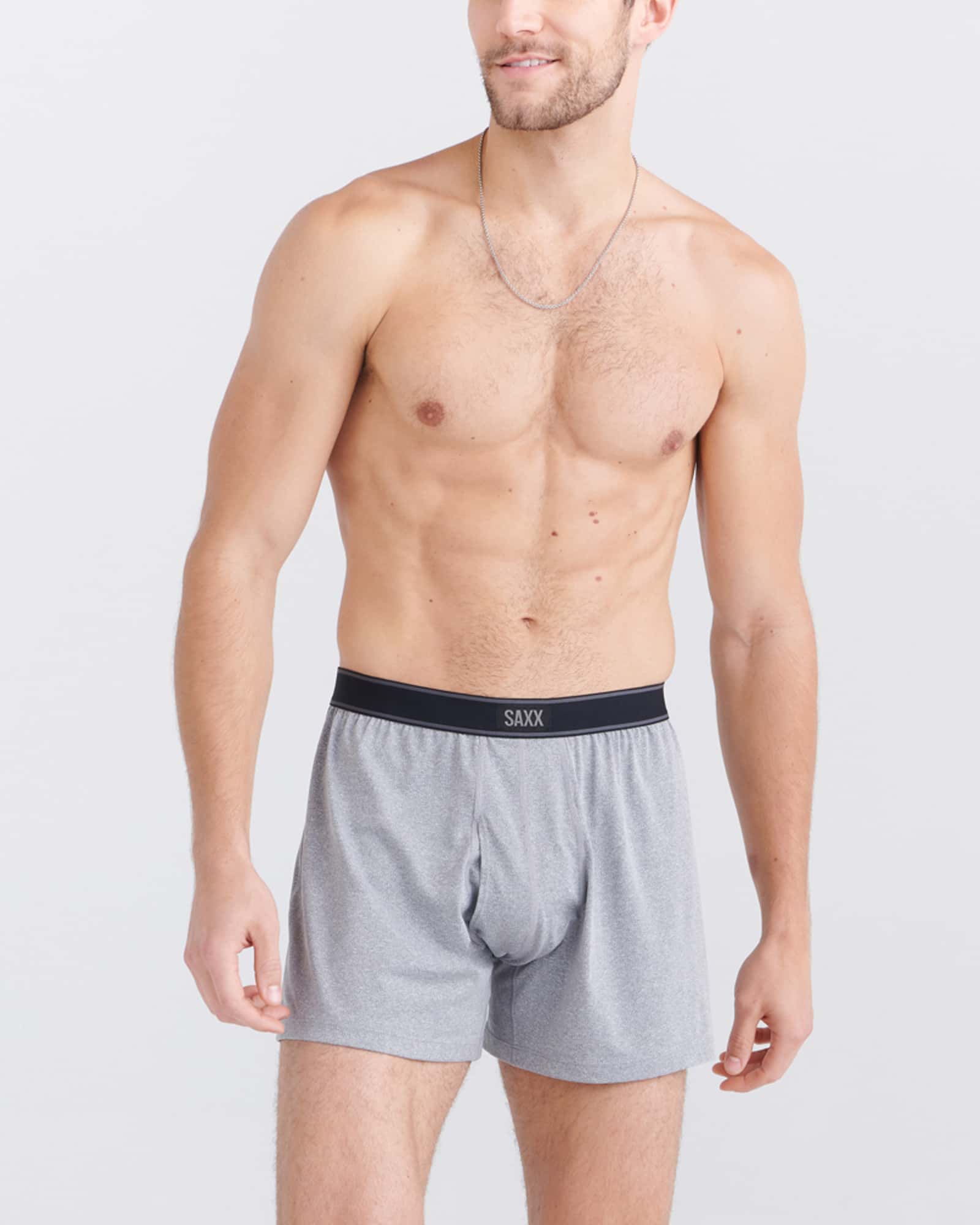 Front - Model wearing Daytripper Boxer Short Fly 3Pk in Black/Navy Heather/Grey Heather