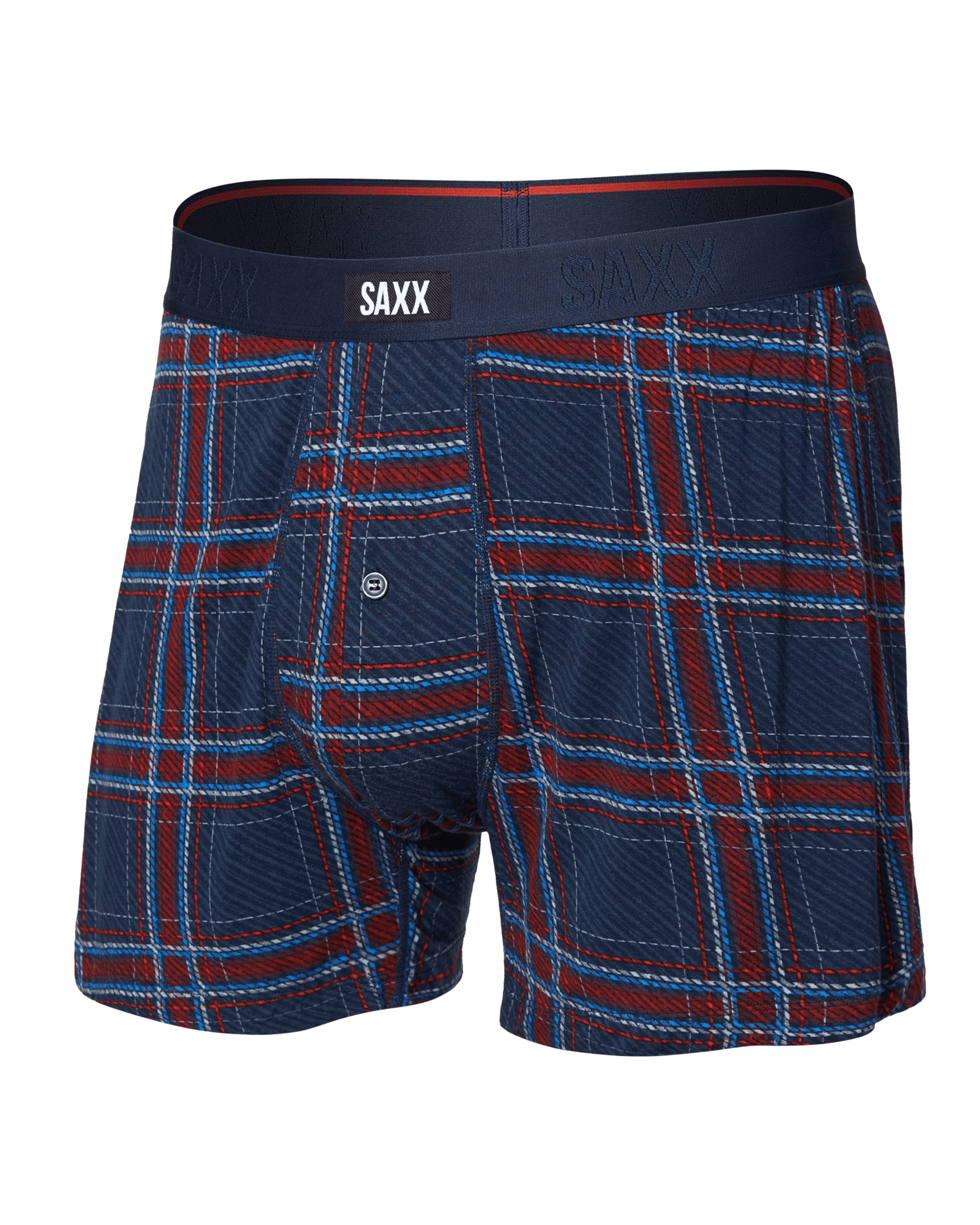 Front of  Snooze Sleep Boxer Short in Jazzy Plaid-Maritime