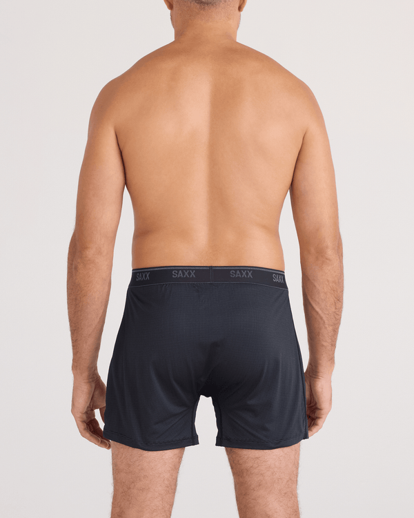 Back - Model wearing  Quest Quick-Dry Mesh Boxer Short Fly in Black