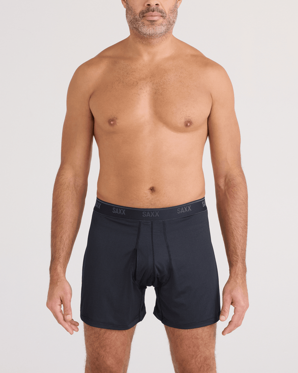 Front - Model wearing  Quest Quick-Dry Mesh Boxer Short Fly in Black