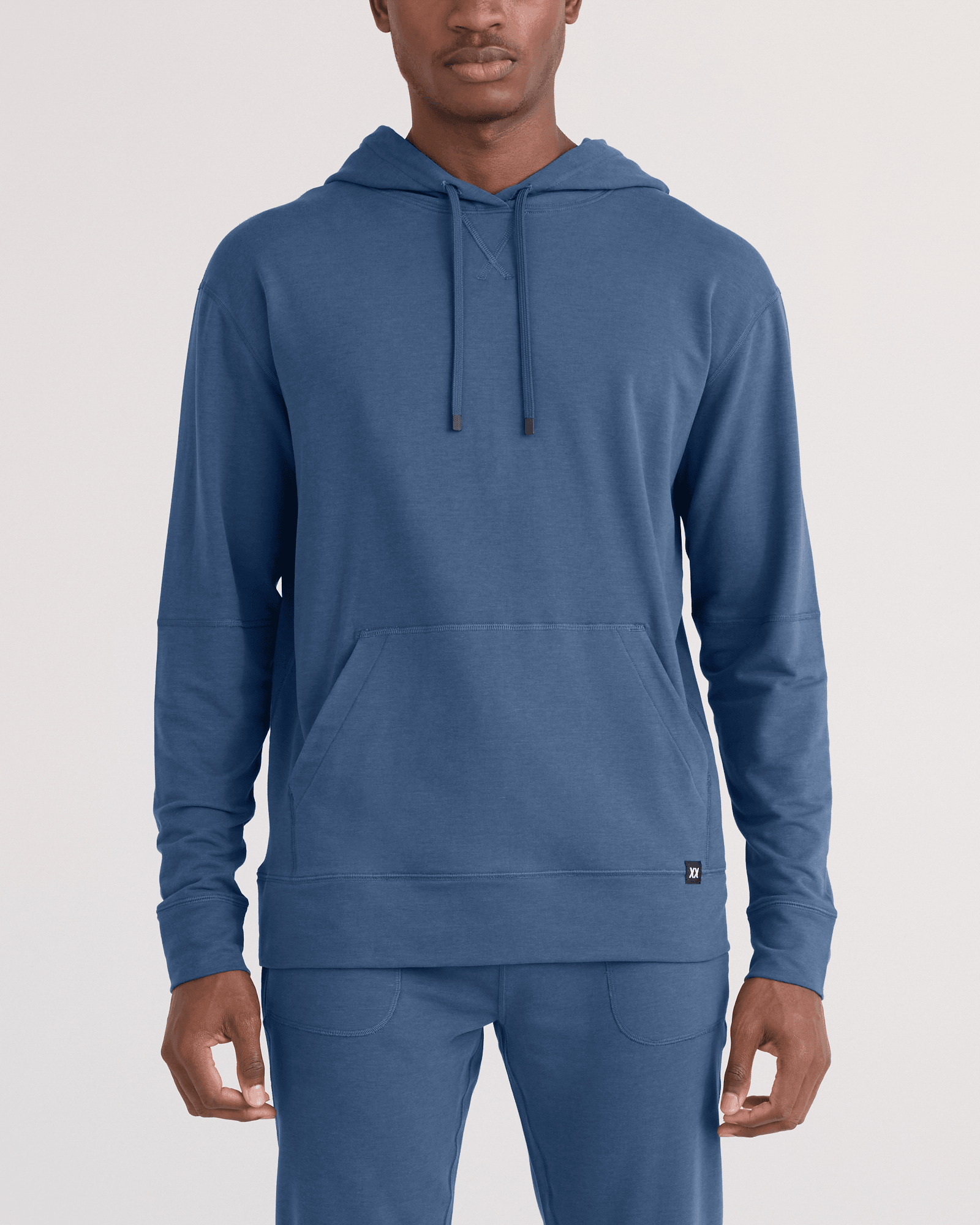 Front - Model wearing  3Six Five Hoodie in Washed Indigo